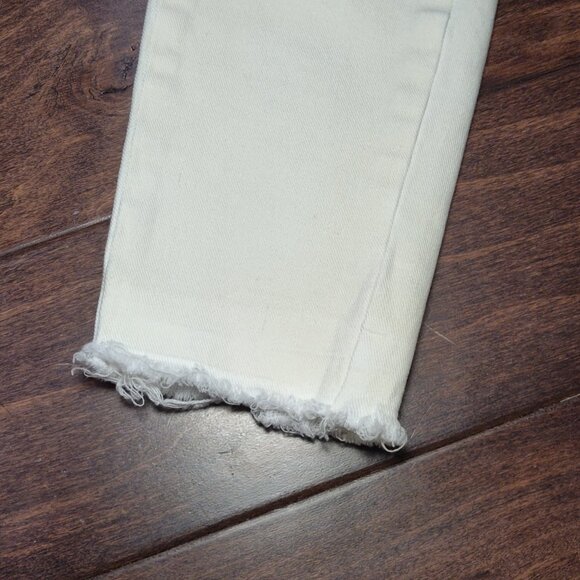 Free People Cream Denim Skinny Utility Cargo Jeans Button Fly Frey Hem S… - Picture 7 of 10